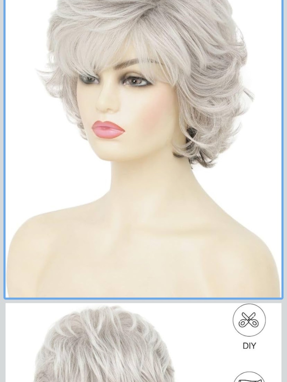 Short Layered Silver Synthetic Wig for Women - Elegant Light Gray Style